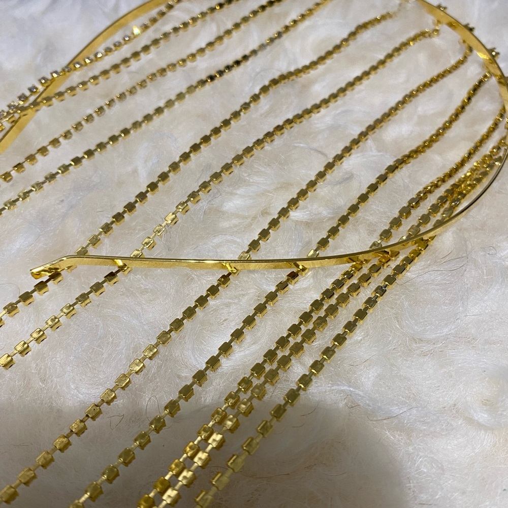 2 in 1 | Golden Sparkling Headband Hair Accessory Wedding Party Casual - Picture 7 of 8